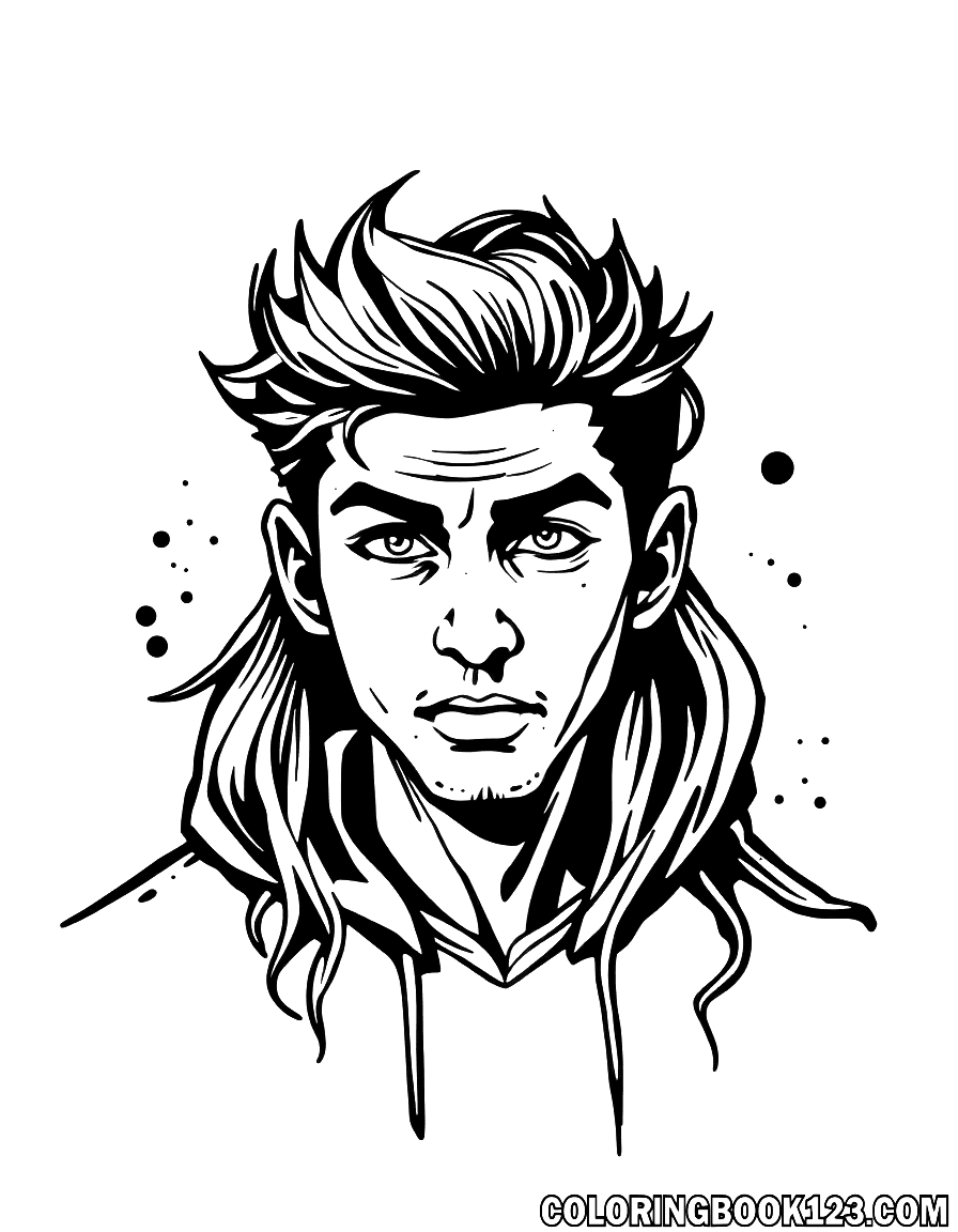 Graffiti style coloring page of Alex in line art