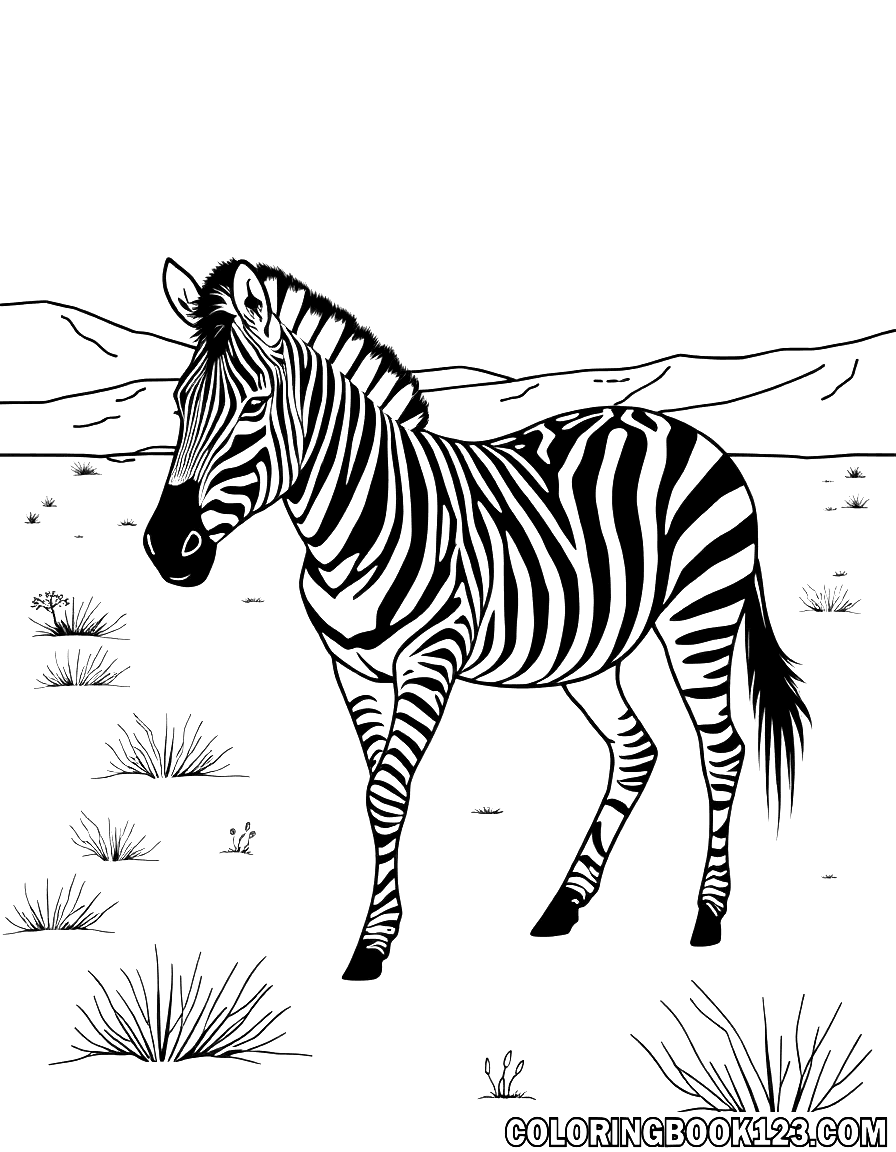 Zebra in der Wüste Ausmalbild