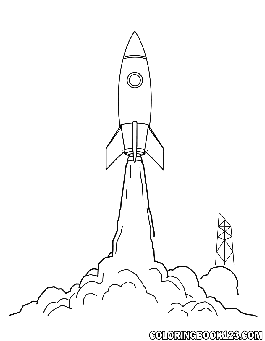 Rakete beim Start Ausmalbild