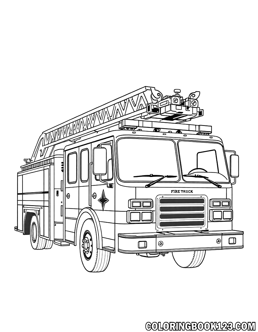 Ausmalbild eines Feuerwehrfahrzeugs