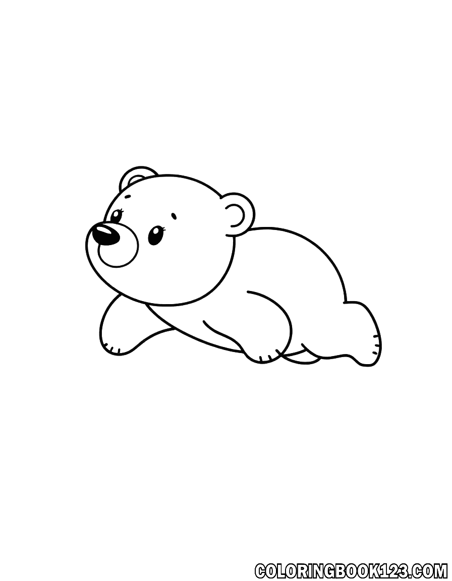 Cute little polar bear swimming coloring page