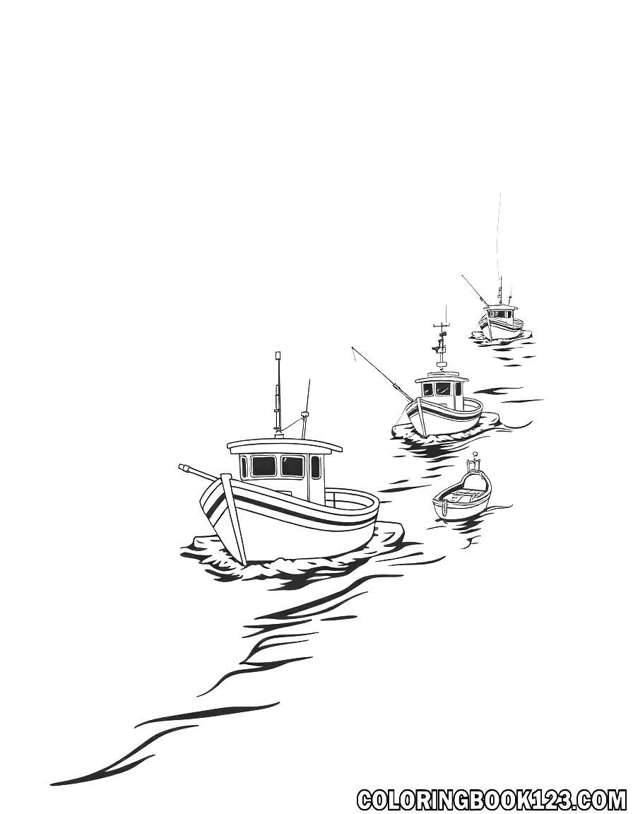 Barcos en el mar mientras pescan