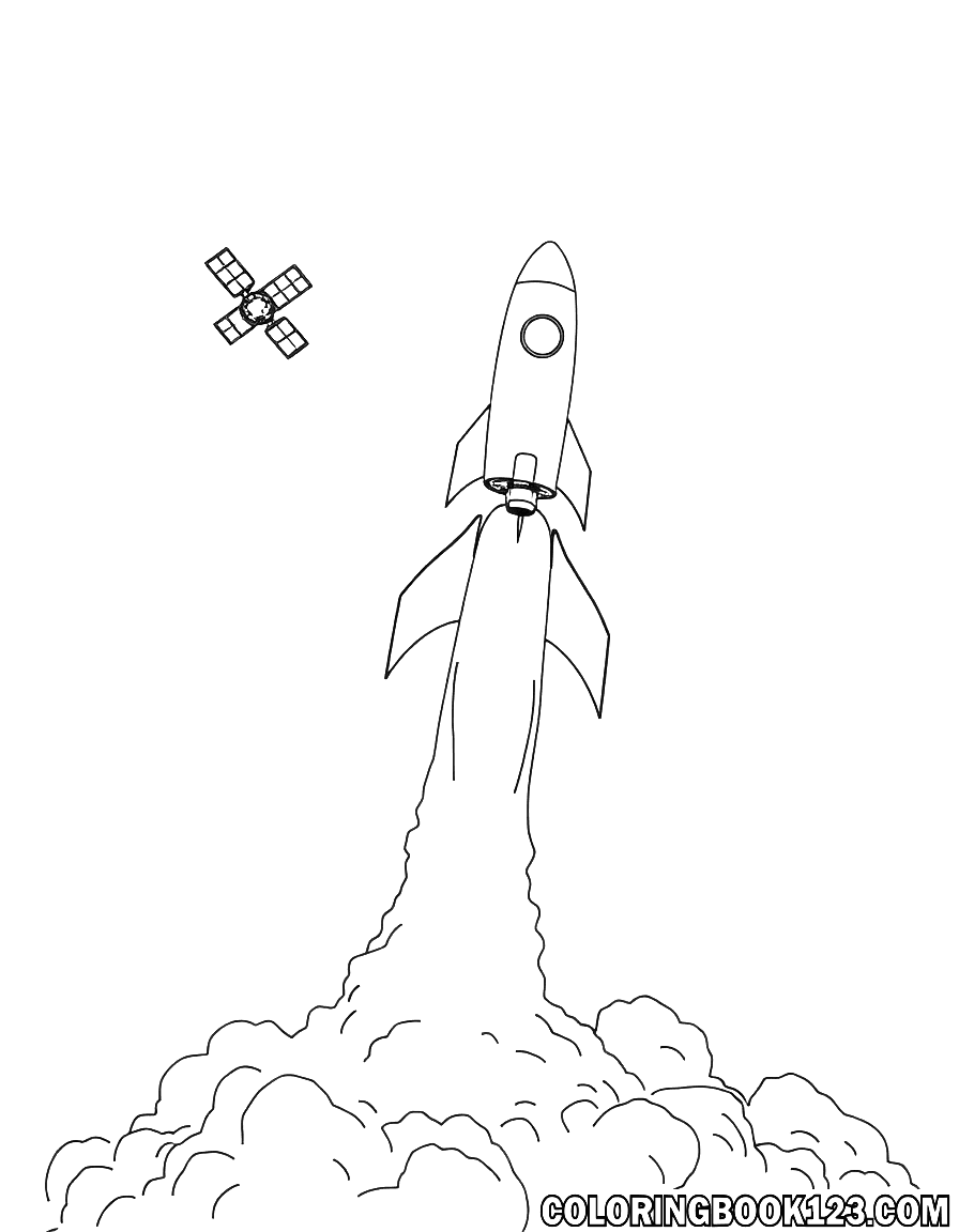 Rakete, die einen Satelliten ins All bringt