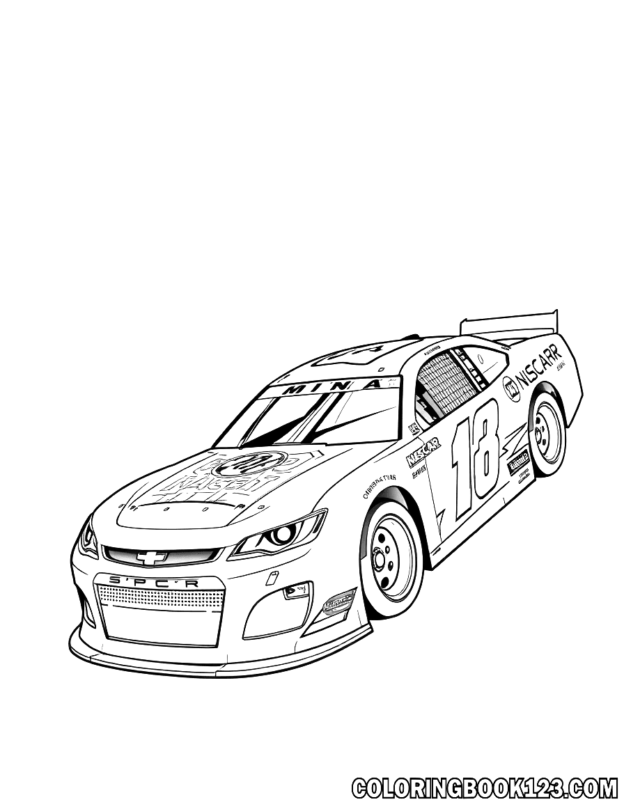 NASCAR car line art coloring page