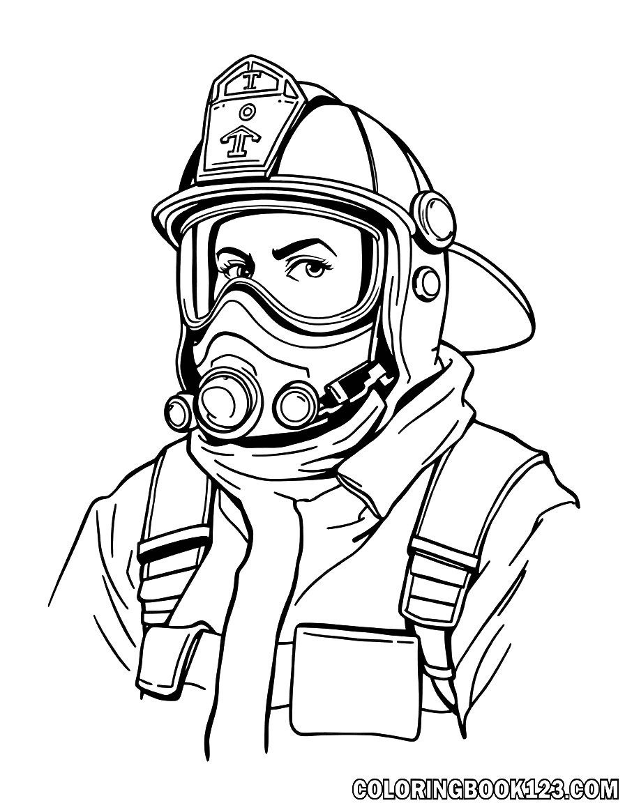 Firefighter line art coloring page