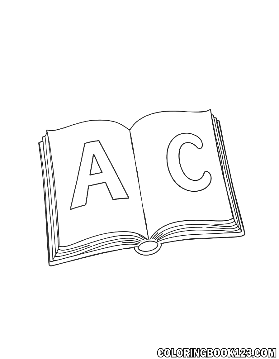 Ausmalbild eines Buches mit ABC
