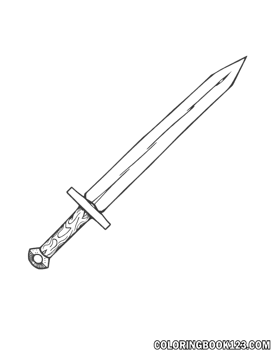 Wooden sword line art for coloring