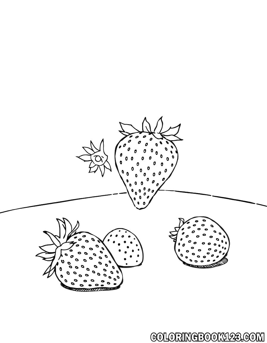 Ausmalbild von Erdbeeren auf einem Tisch