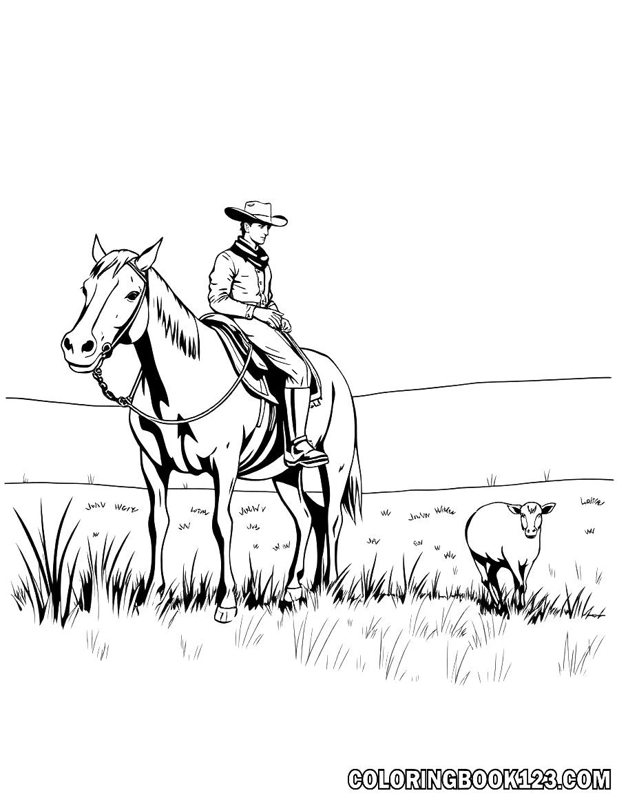 Cowboy auf einem Pferd auf dem Bauernhof