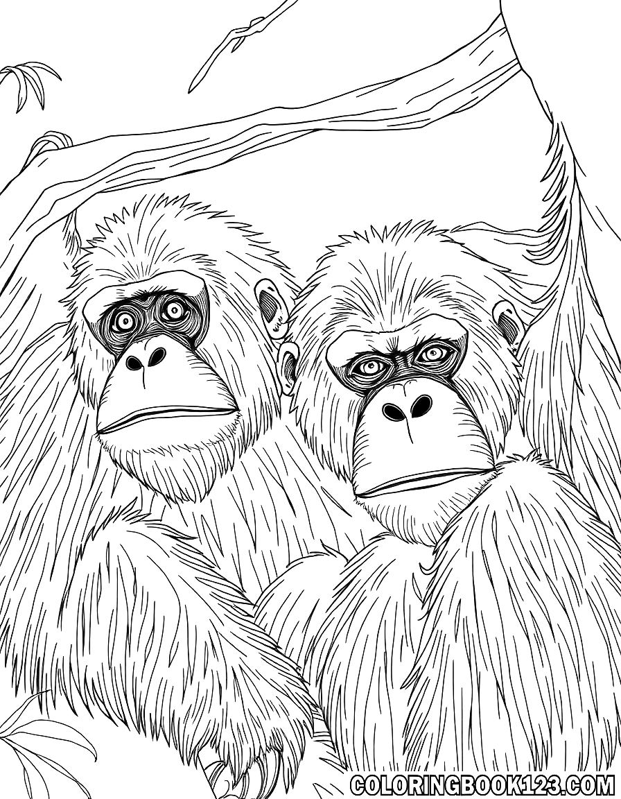 Orangutans coloring page line art