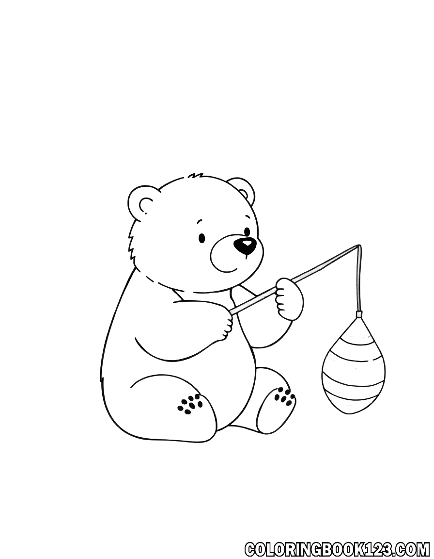 Süßer Eisbär beim Angeln Ausmalbild