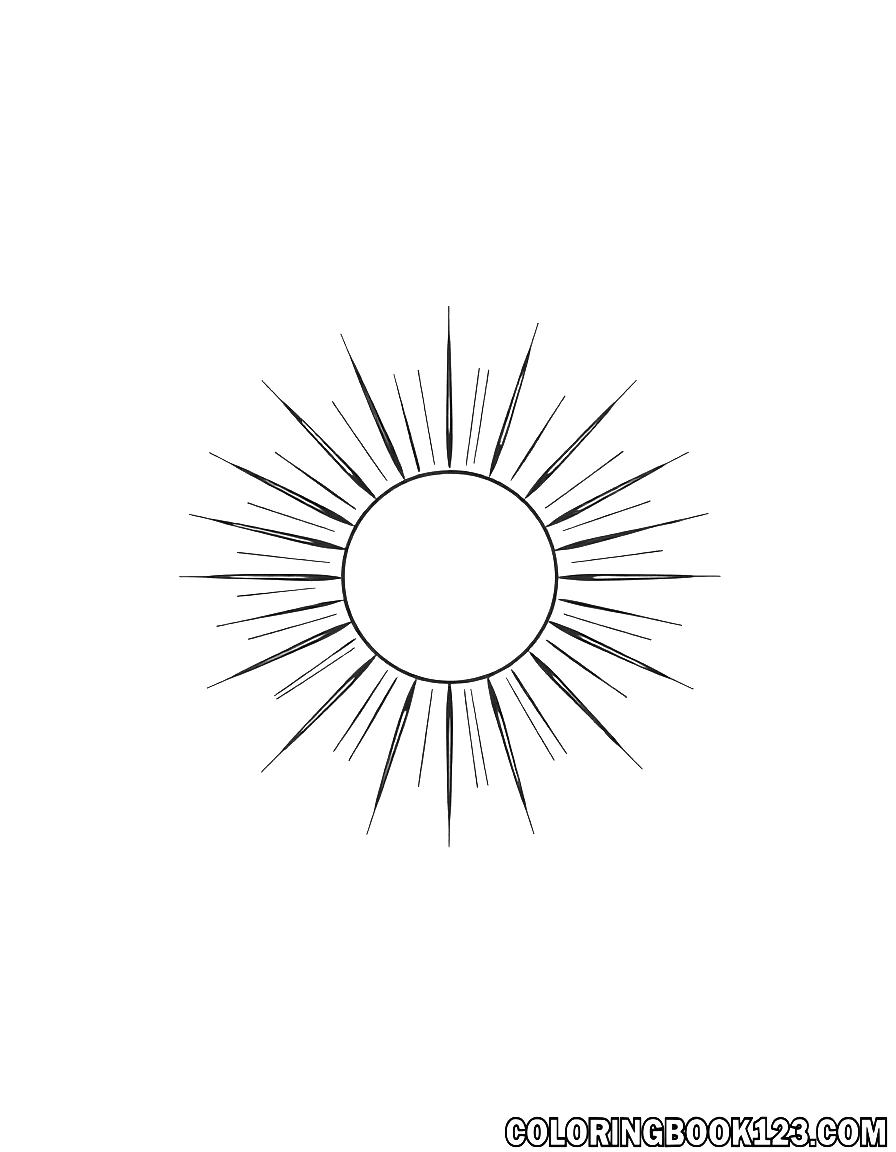 Ausmalbild der Sonne mit Strahlen