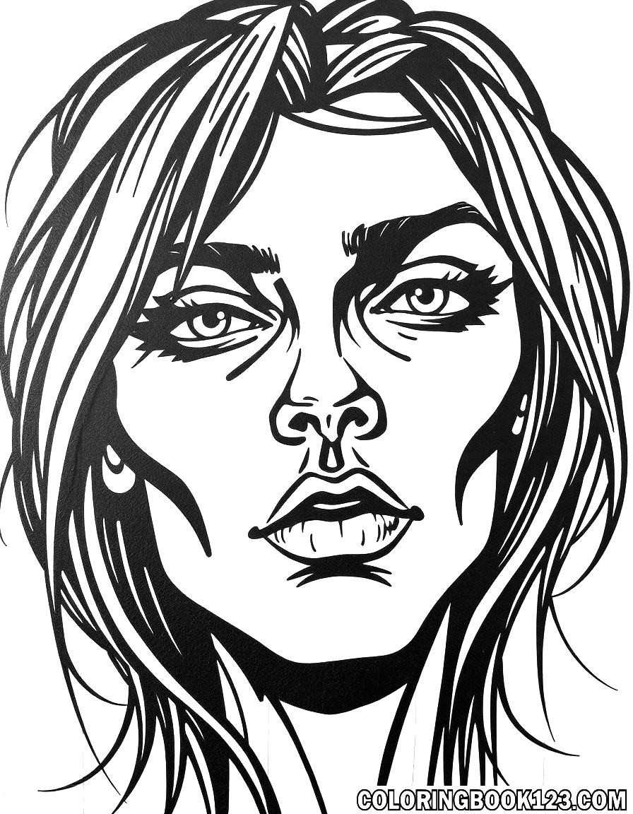 Graffiti faces line art coloring page