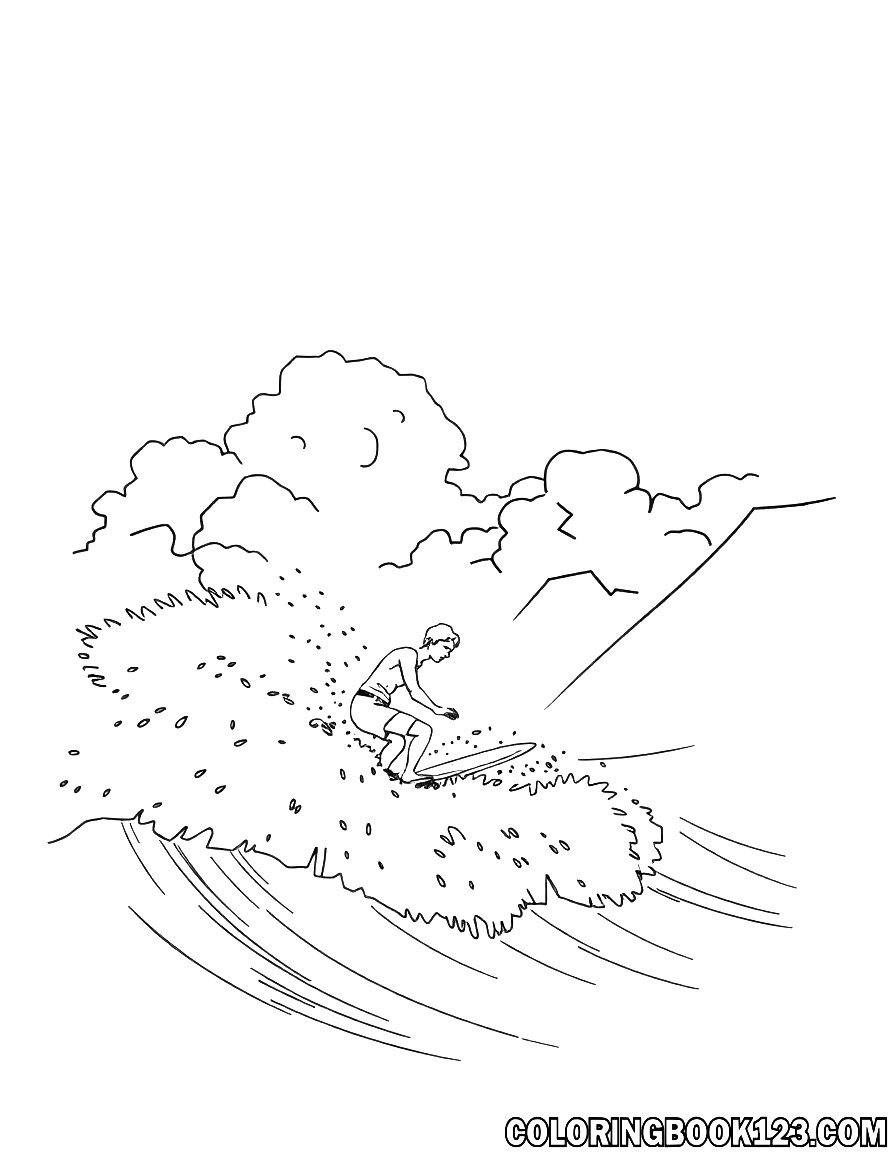 Ausmalbild Surfen in Hawaii