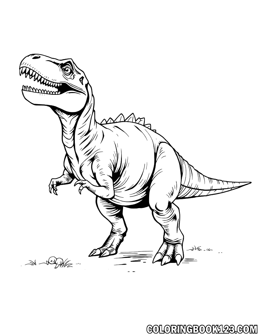 Ausmalbild eines Allosaurus in Schwarz-Weiß