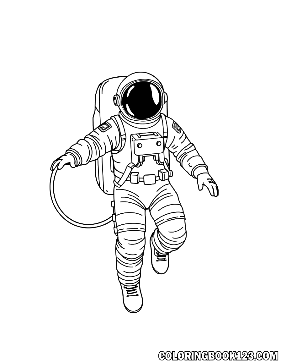 Astronaut im Weltraum Ausmalbild