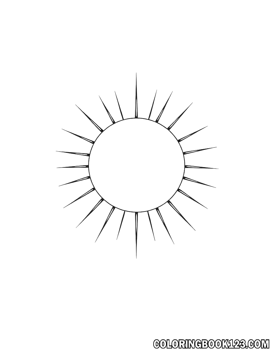 Ausmalbild einer Sonne mit Strahlen