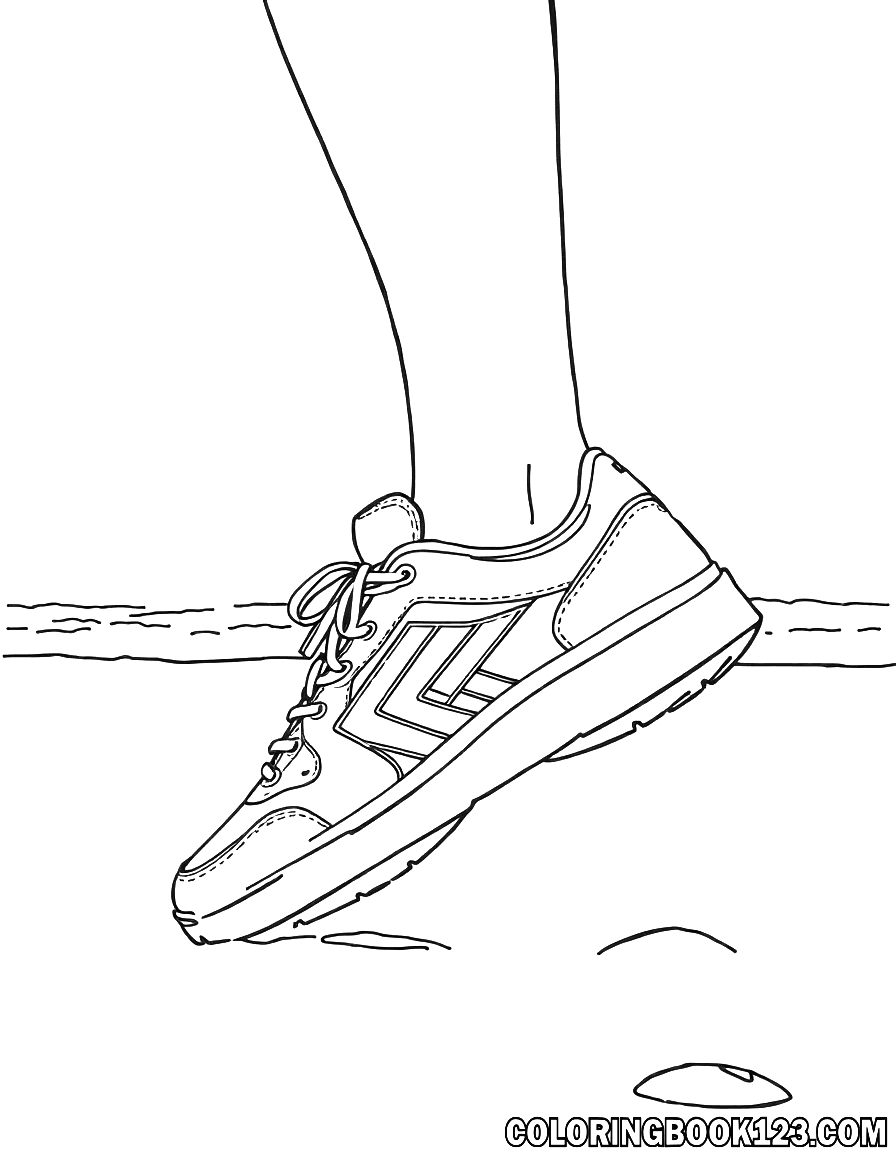 Ausmalbild eines modernen Sneakers am Strand