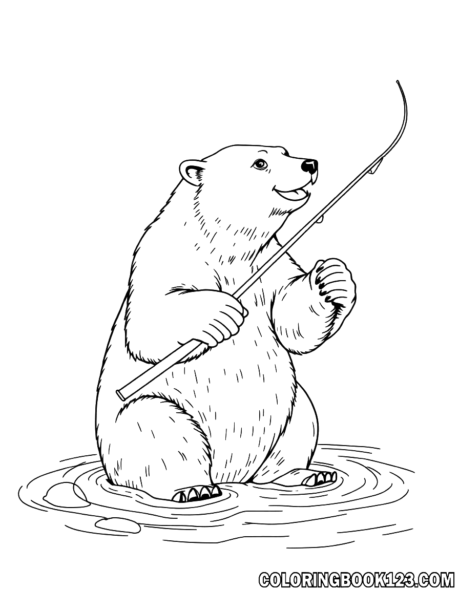 Eisbär beim Angeln Ausmalbild