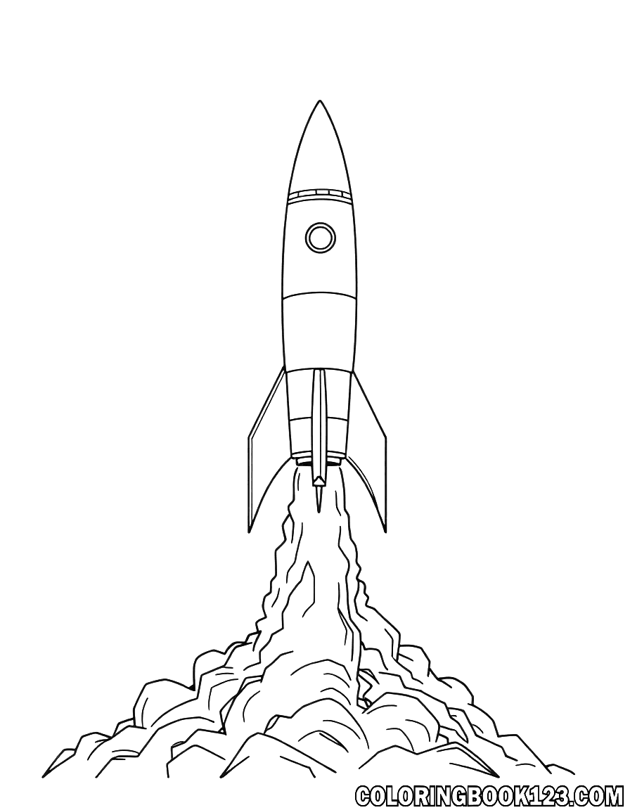 Rakete beim Start Ausmalbild