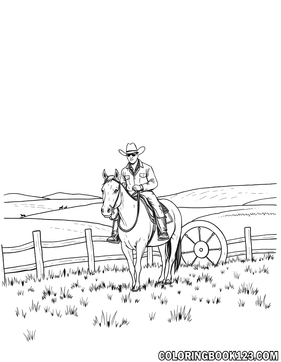 Cowboy auf einem Pferd auf der Farm