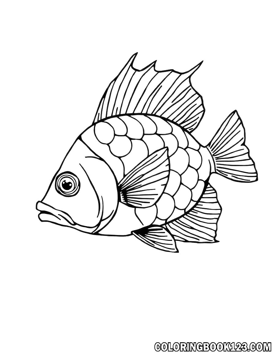 Ausmalbild eines Fisches im Meer