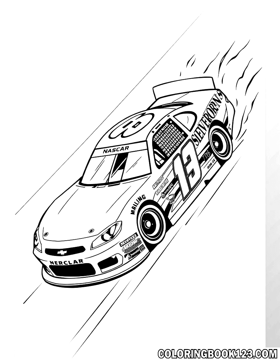 NASCAR Ausmalbild mit Rennwagen