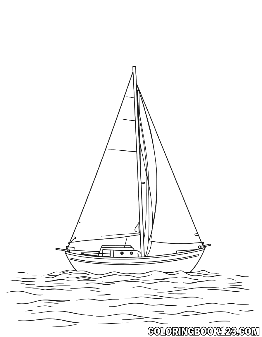 Ausmalbild eines Segelboots