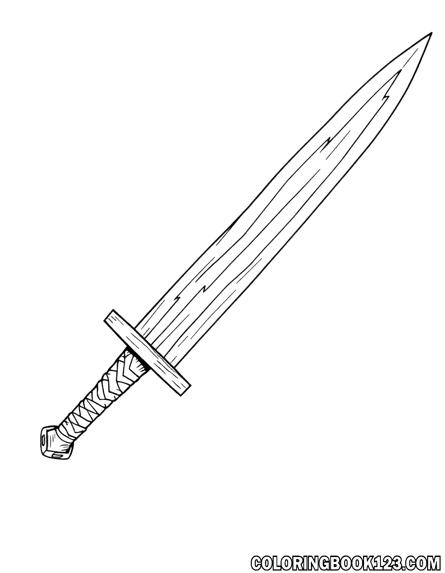 Wooden sword line art coloring page