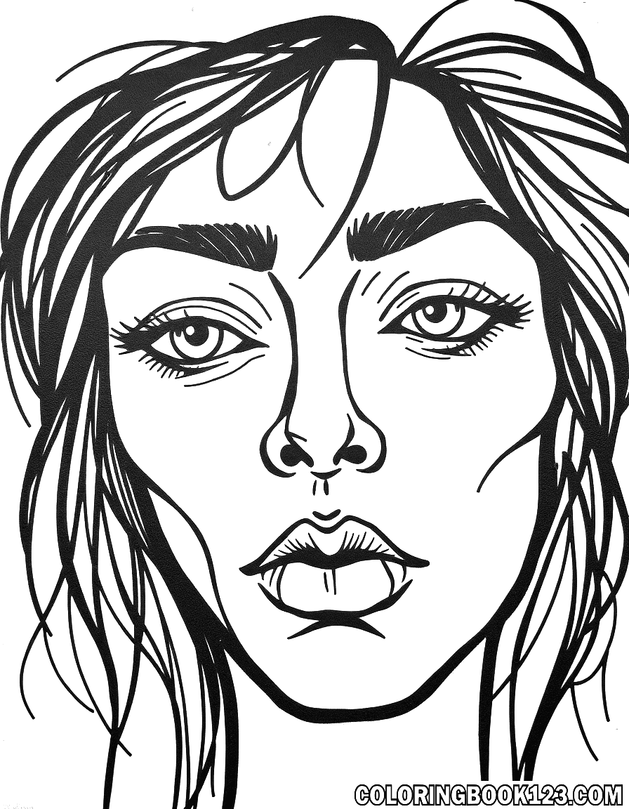 Graffiti faces line art coloring page