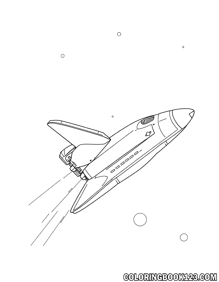 Space shuttle in outer space coloring page