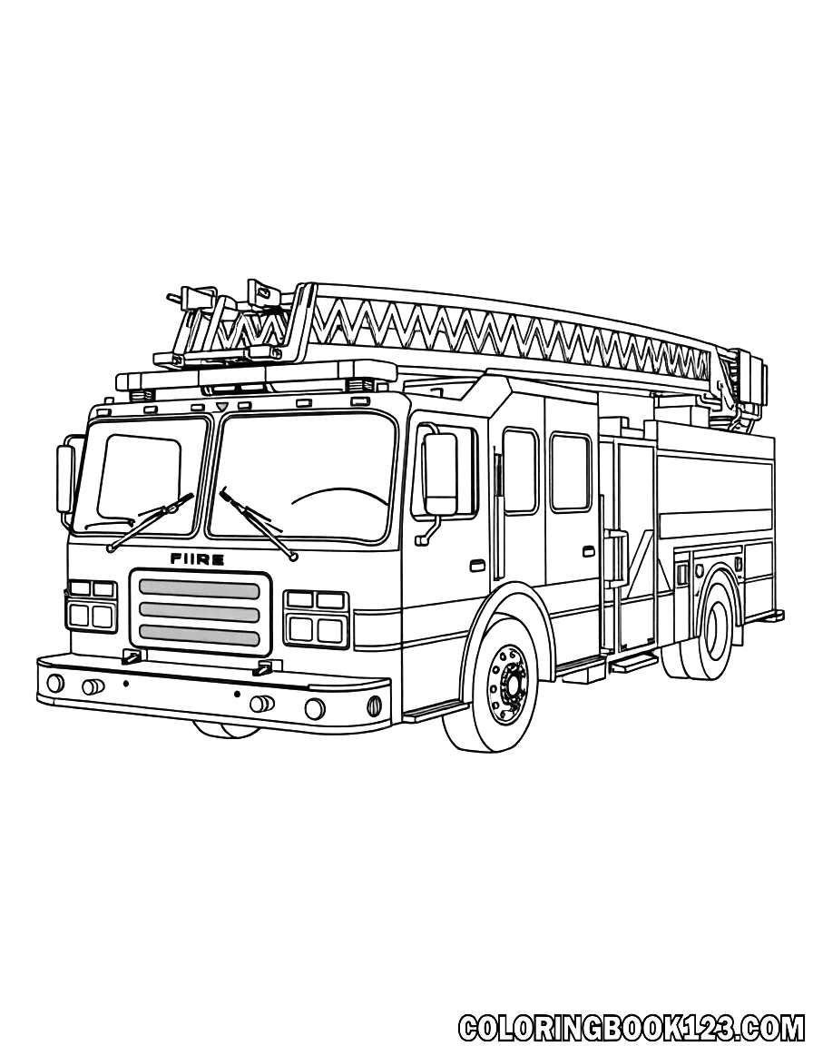 Ausmalbild eines Feuerwehrfahrzeugs