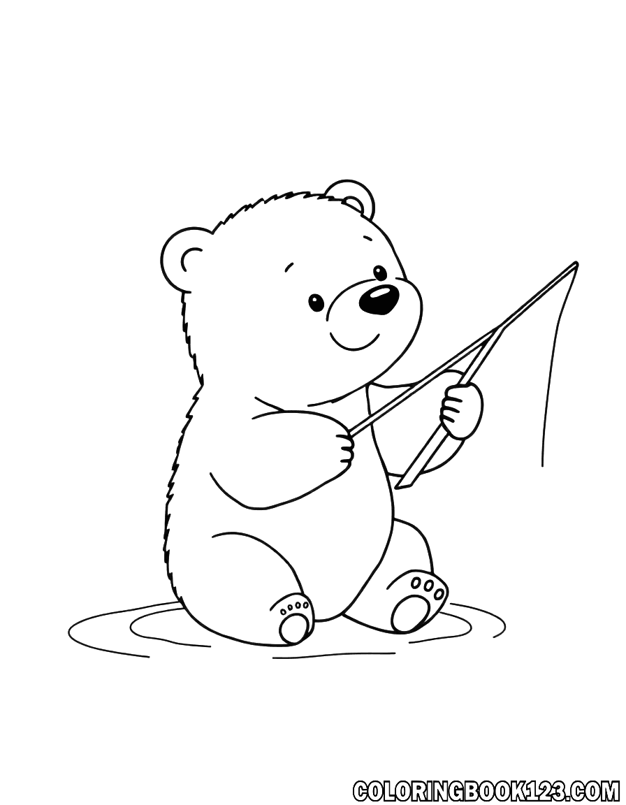 Cute little polar bear fishing line art
