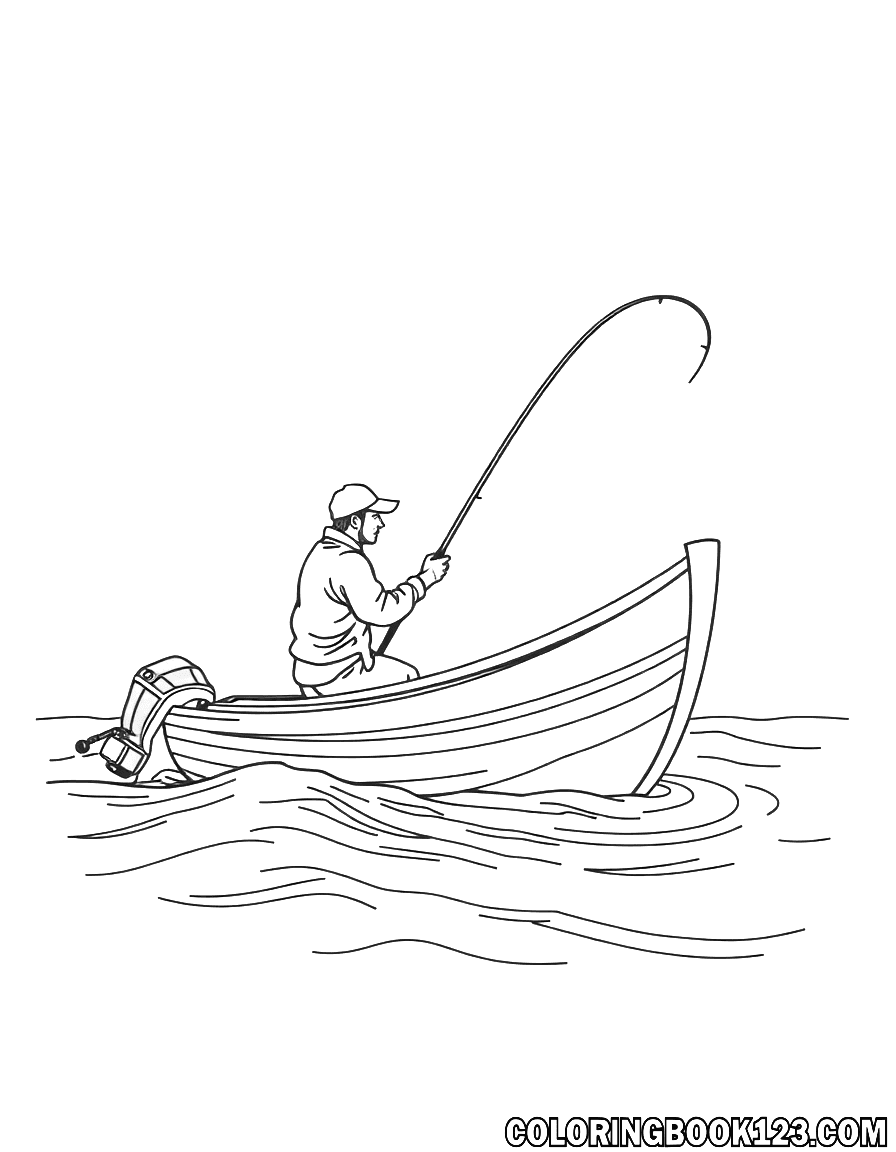 A fisherman in a boat casting a line on the sea.