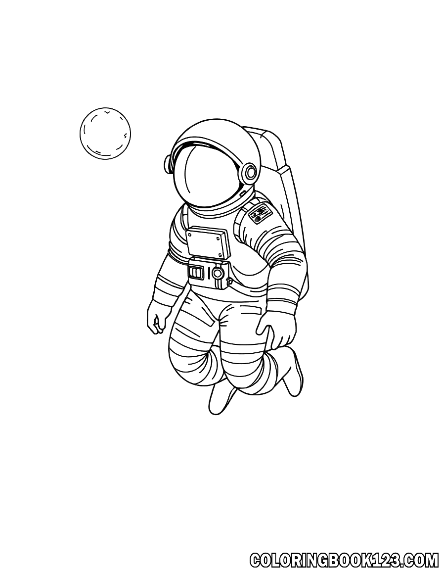 Astronaut im Weltraum Ausmalbild