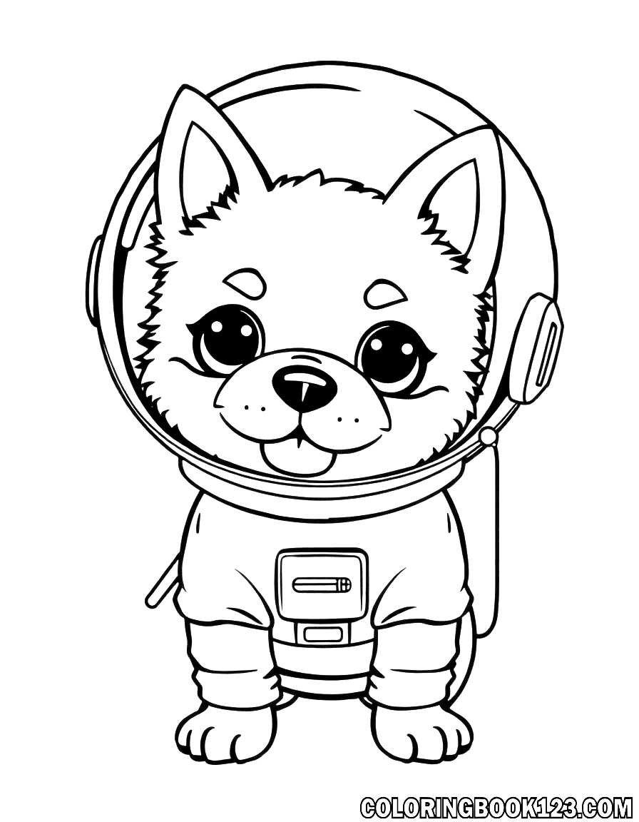 Süßer Hund als Astronaut Ausmalbild