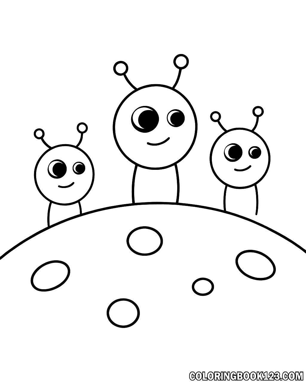 Freundliche Aliens auf dem Mars Ausmalbild