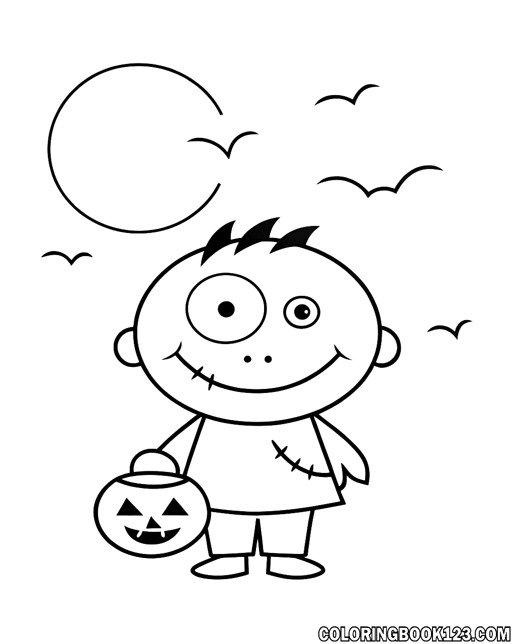 Freundlicher Halloween-Zombie mit Kürbis