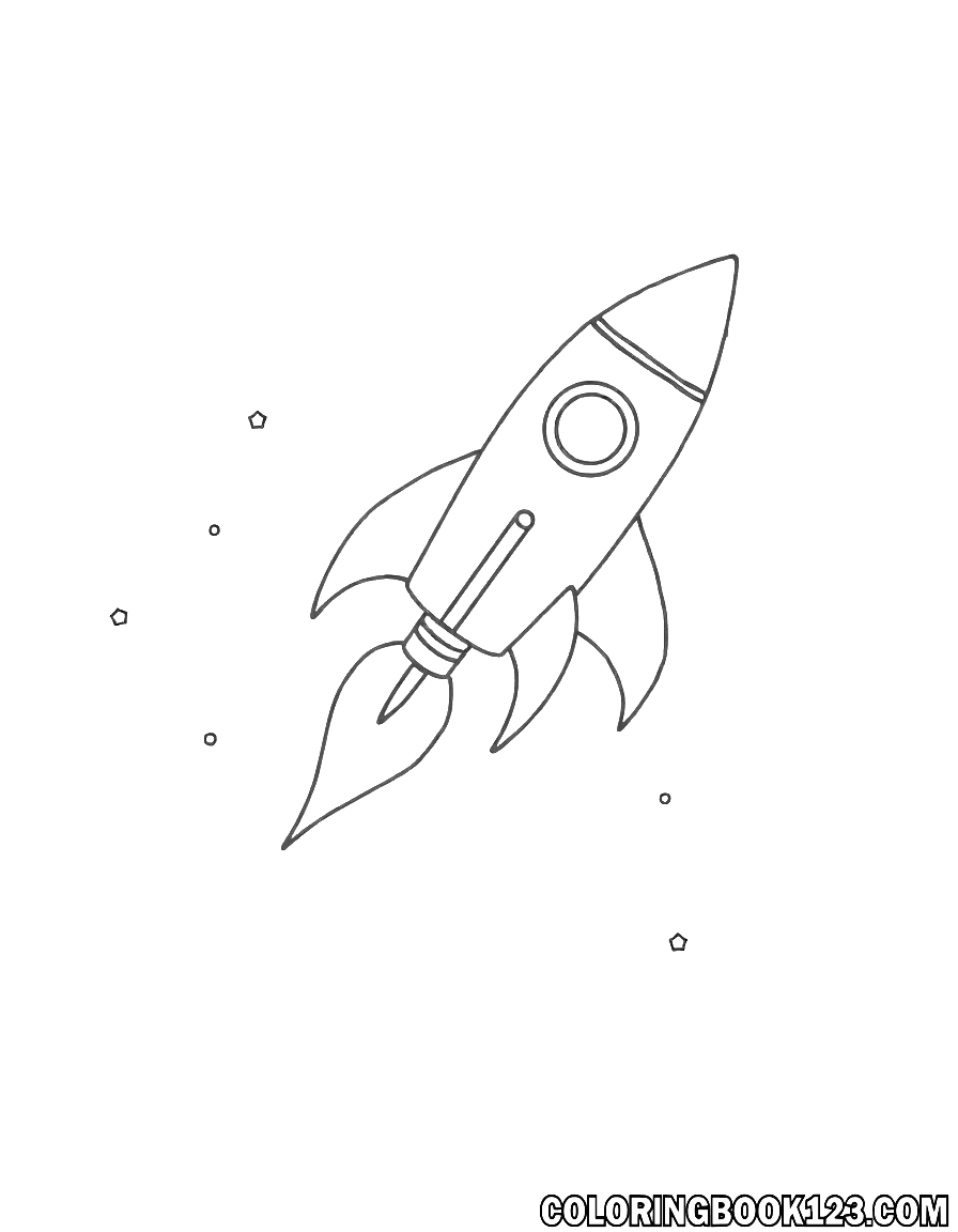 Rakete im Weltraum Ausmalbild