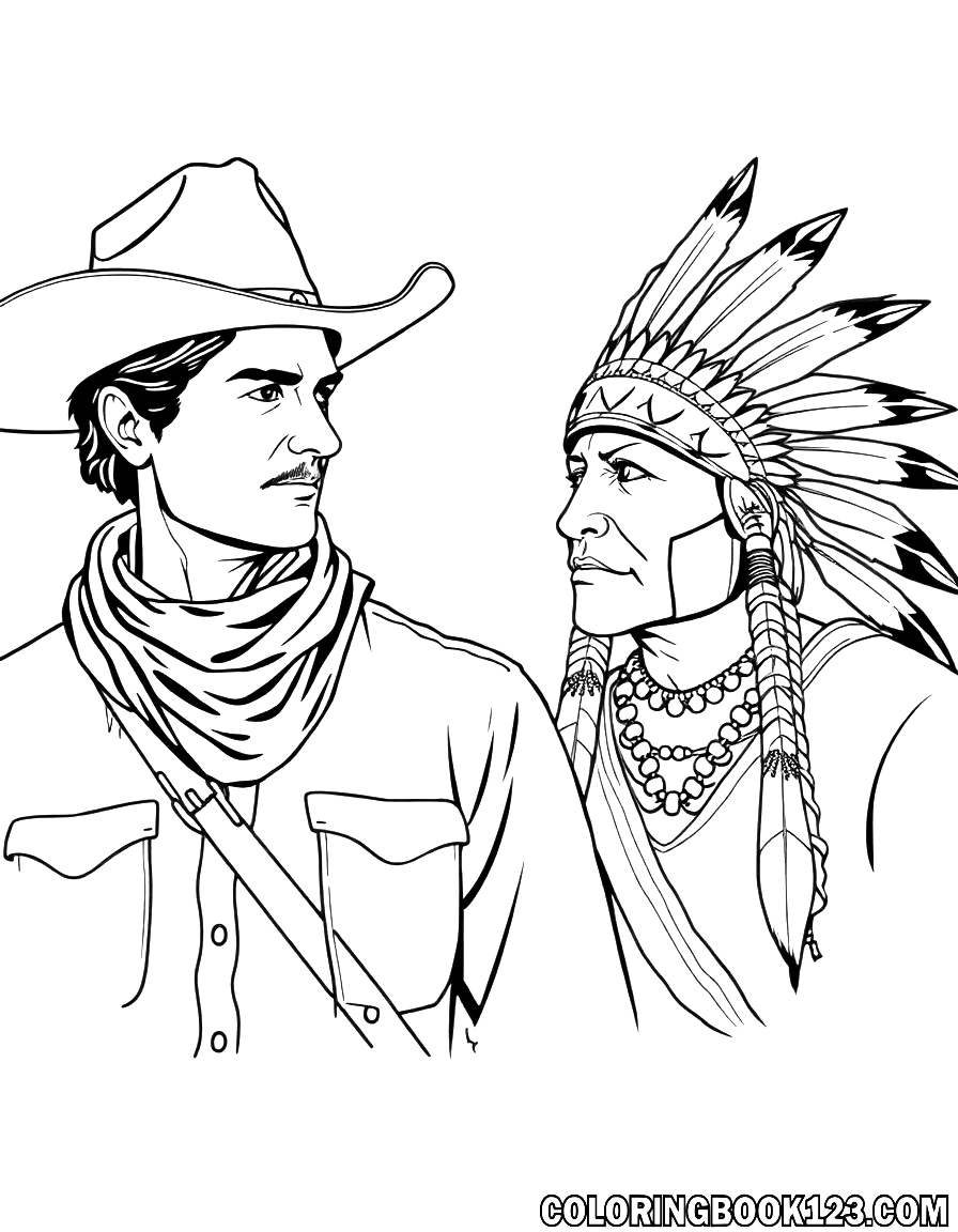 Cowboy und Indianer Ausmalbild