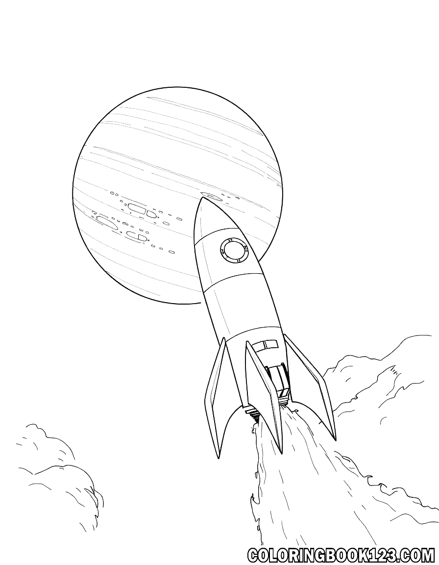 Eine große Rakete auf dem Weg zu Jupiter