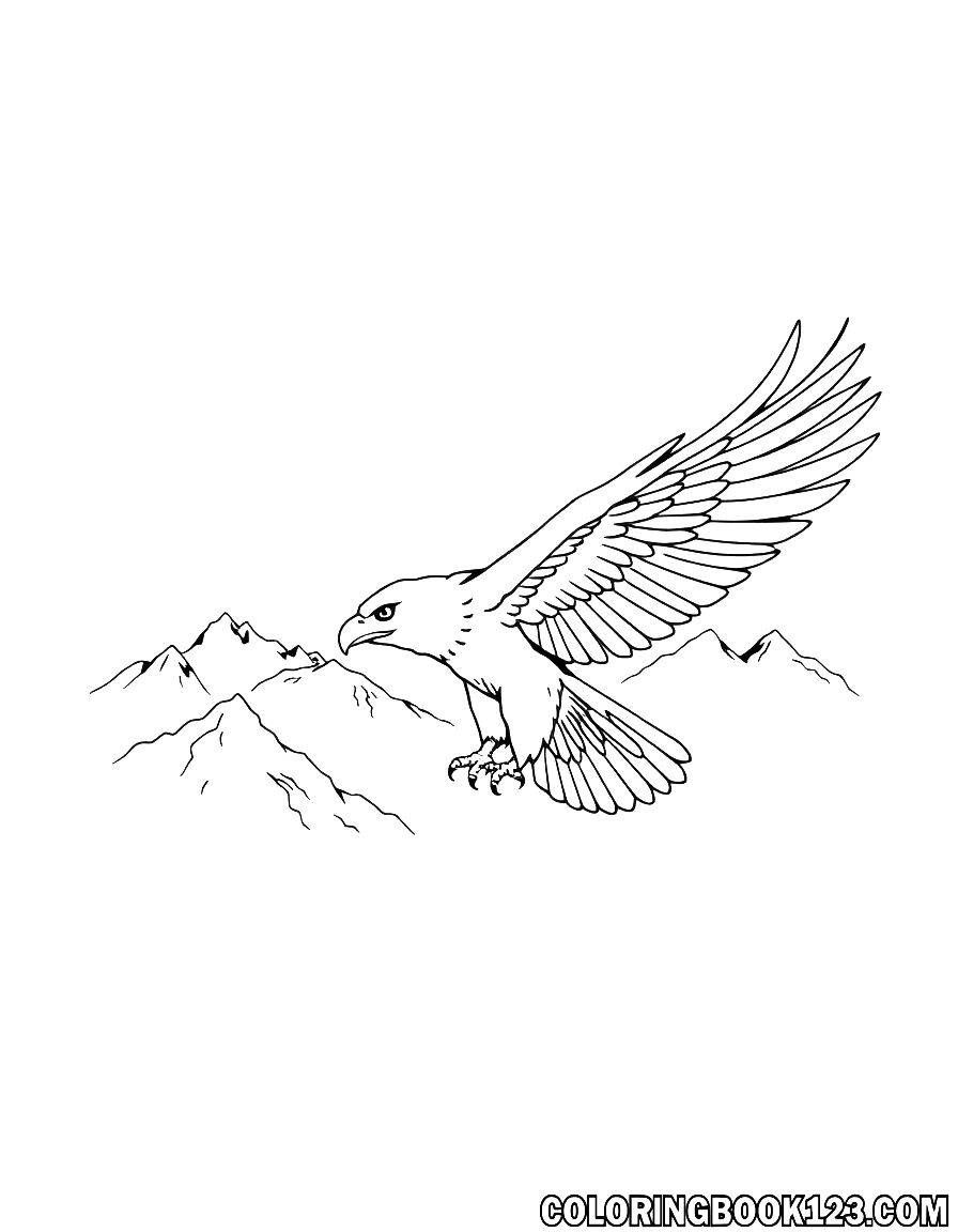 Eagle in the mountains coloring page