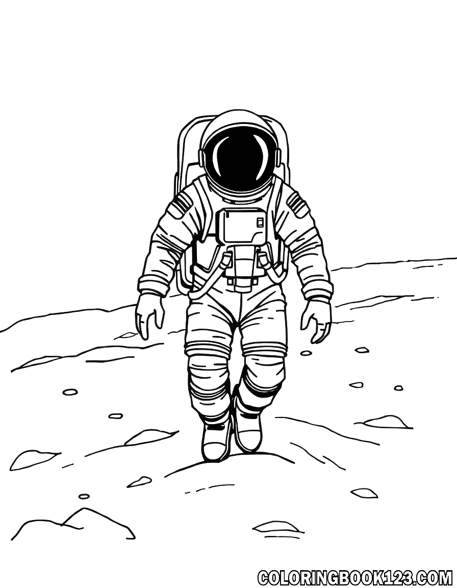 Astronaut auf dem Mond Ausmalbild