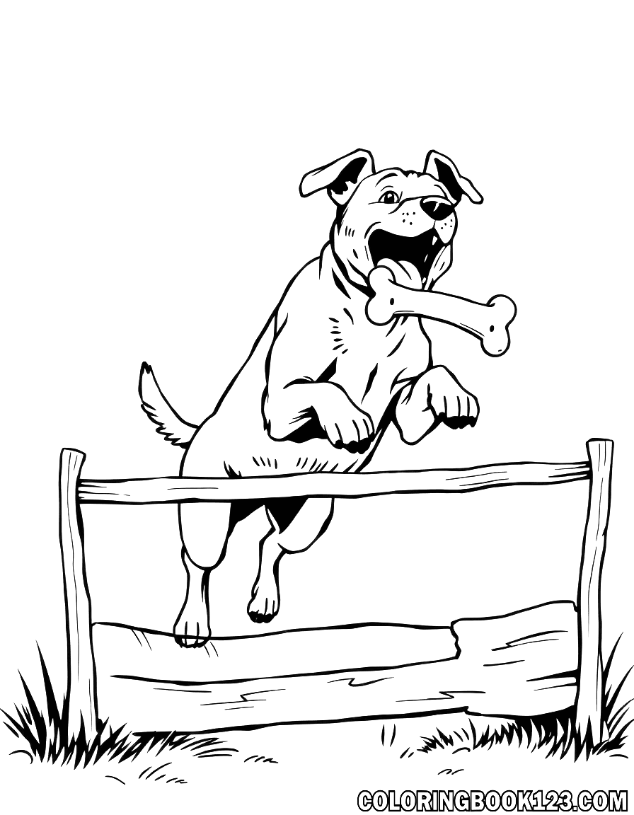 Hüpfender Hund mit Knochen