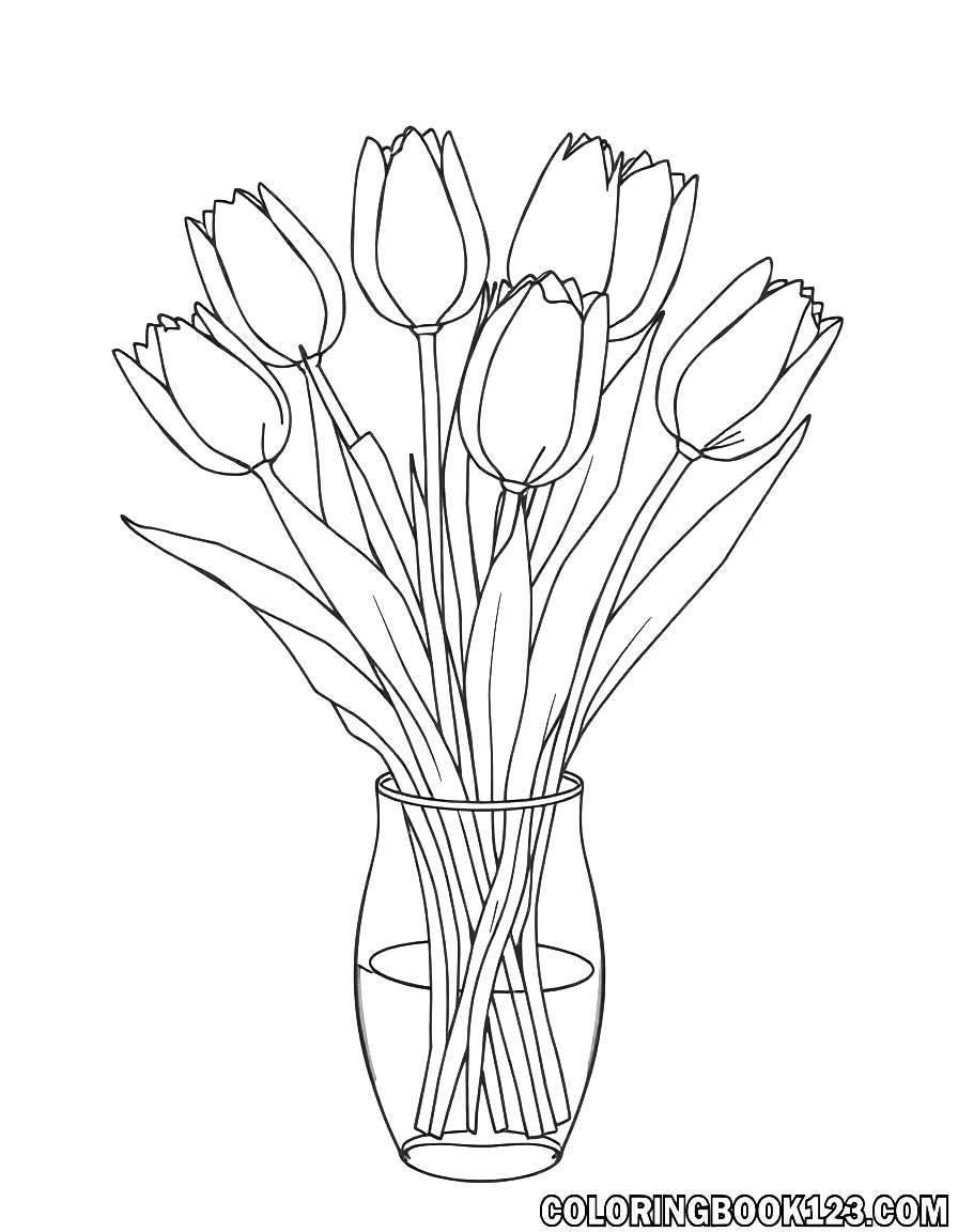 Tulpen in einer Vase Ausmalbild