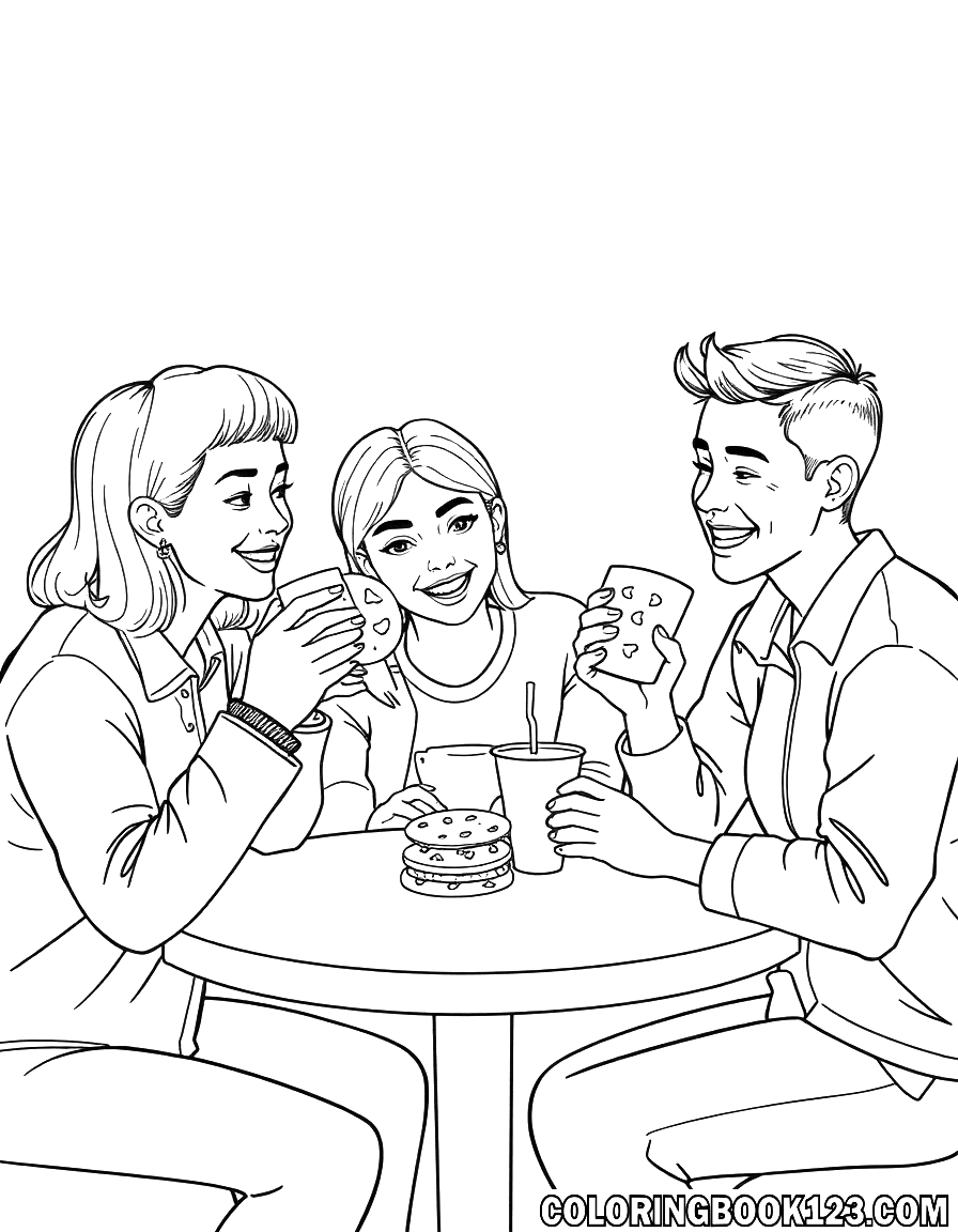 Freunde beim Kaffeetrinken und Kekse essen