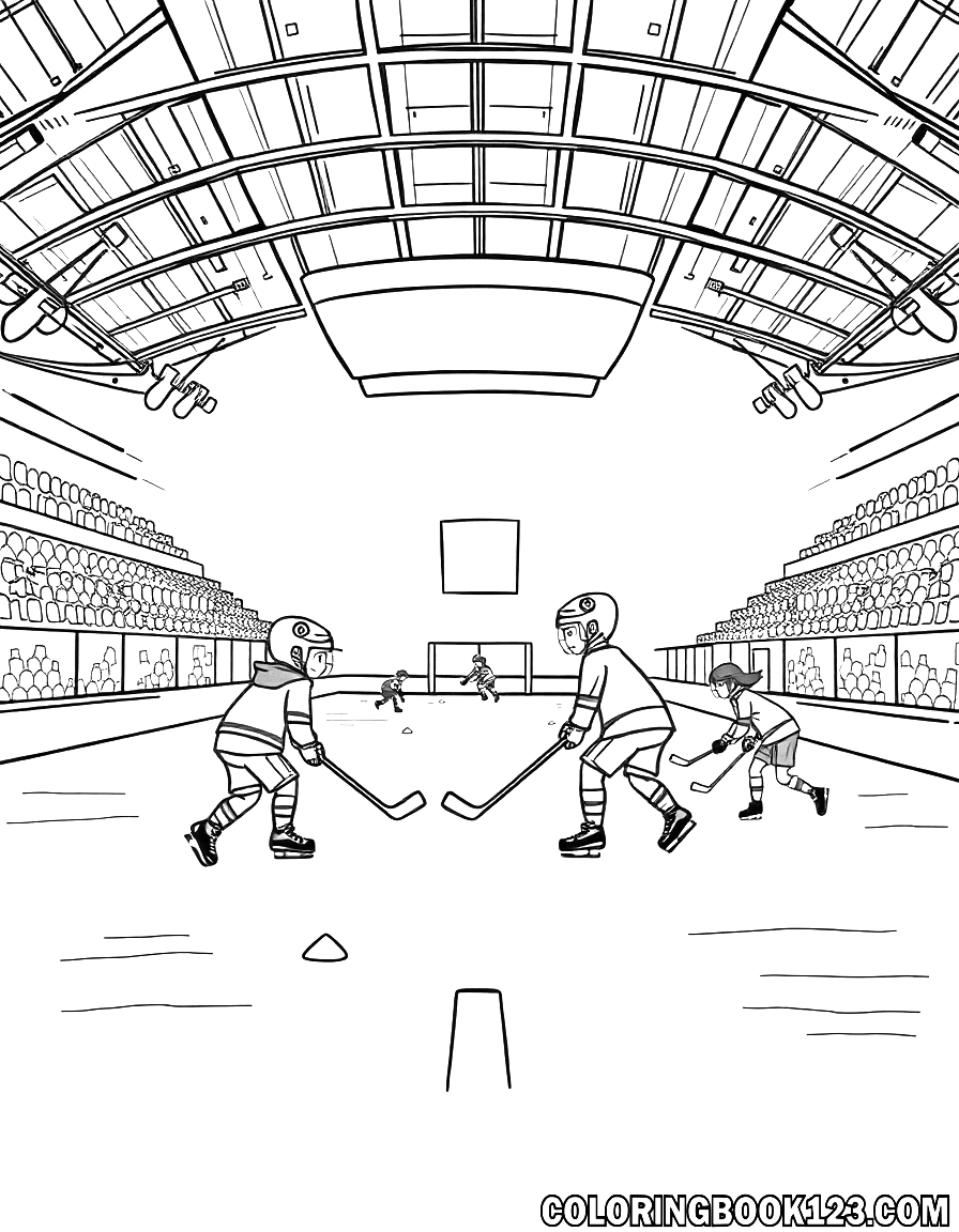 Kinder spielen Eis Hockey in einem Stadion