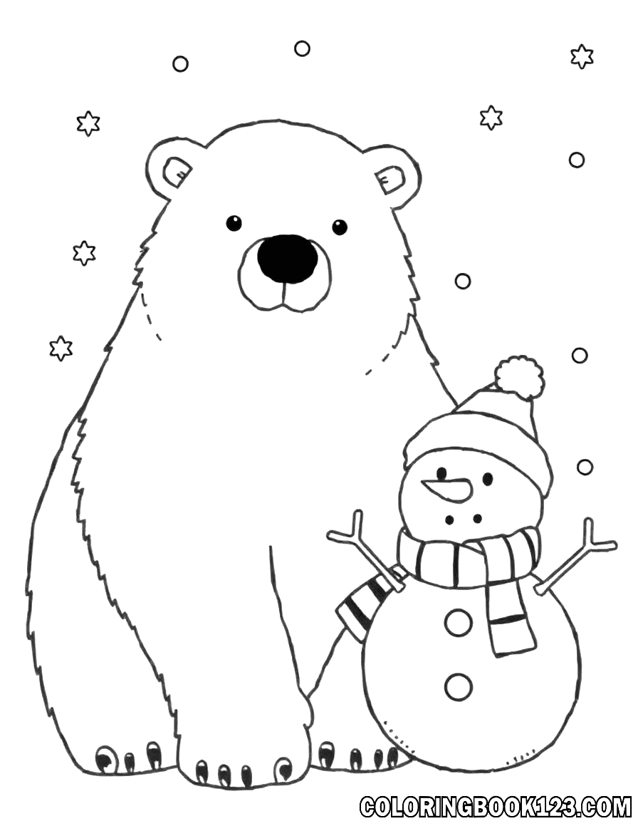 Eisbär und Schneemann Ausmalbild