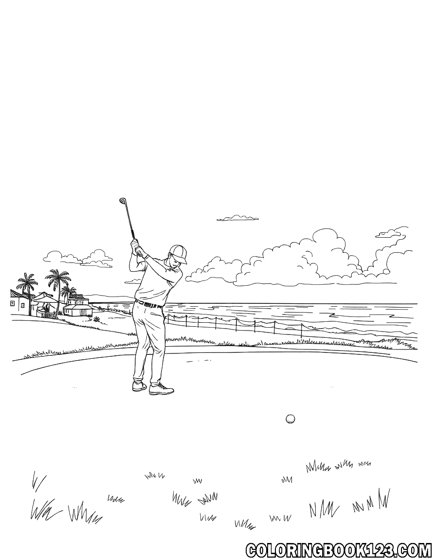 Golf Ausmalbild am Strand