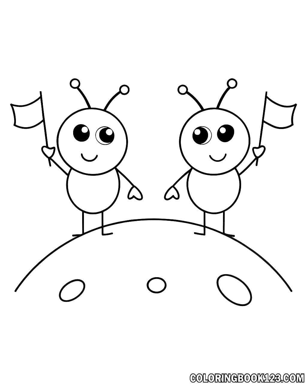 Freundliche Aliens auf dem Mars Ausmalbild